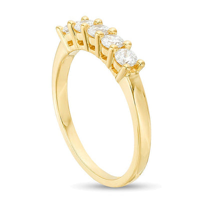 0.5 ct. Gesamtgewicht Diamant Fünfstein Memoire-Ring in 10K Gelbgold