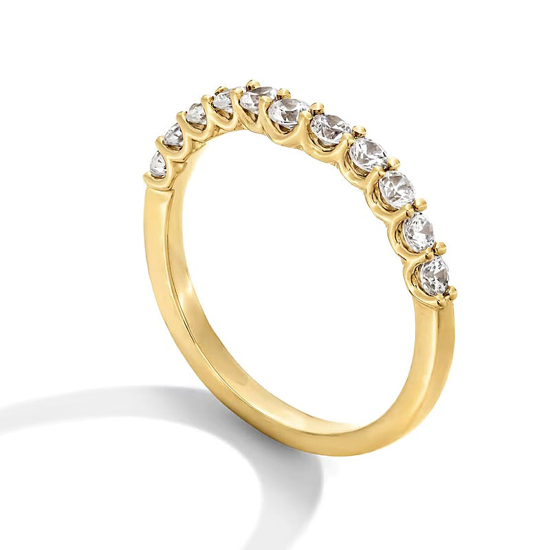 0.5 ct. Gesamtgewicht Memoire-Ring mit Labordiamanten in Kontur-Form aus 14K Gelbgold (I/SI2)