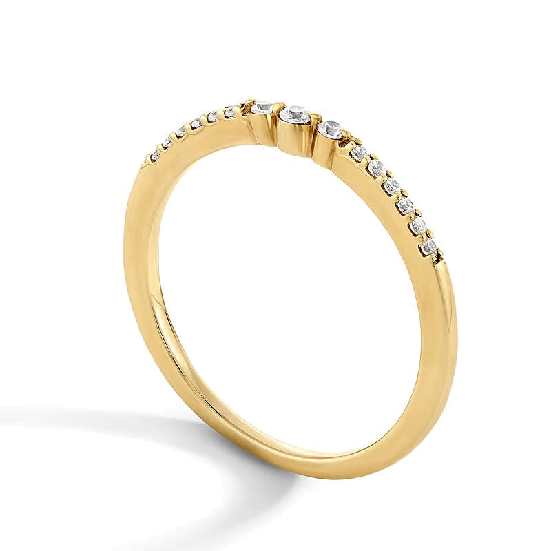 Dreistein-Ring mit weißen Diamanten 0.13 ct. Gesamtgewicht, rund, in 10K Gelbgold