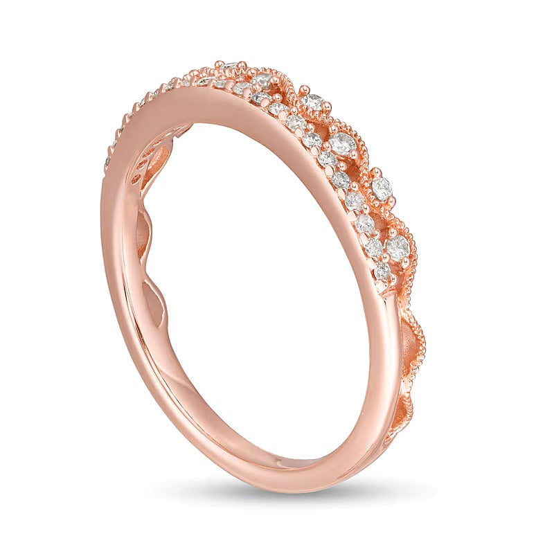 0.2 ct. Gesamtgewicht Diamant Vintage-Stil Kaskaden-Stapelring in 10K Roségold