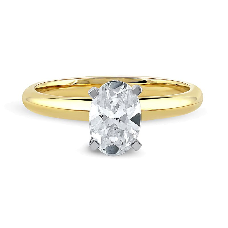 1.0 CT. Ovaler Labordiamant Solitär Verlobungsring in 14K Gelbgold (F/VS2)