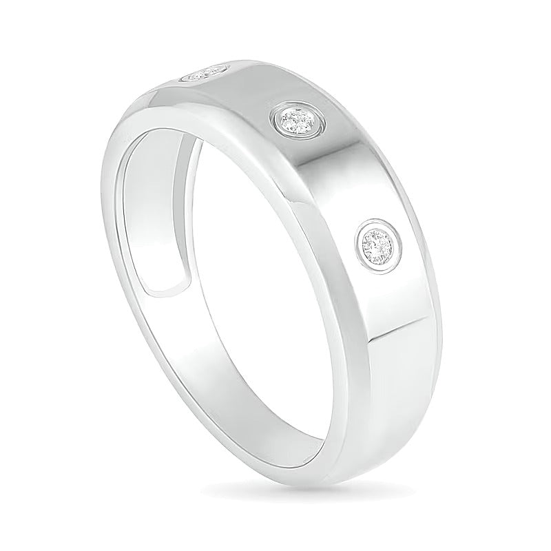 0.07 ct. Gesamtgewicht Diamant Dreistein Ehering in 10K Weißgold