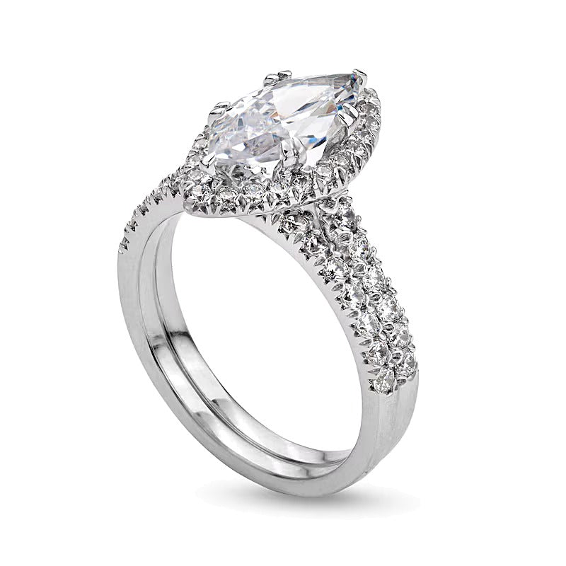 2.25 CT. TW Braut-Set mit Labordiamanten im Marquise-Schliff in 14K Weißgold (I/SI2)
