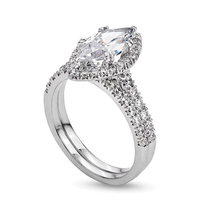 2.25 CT. TW Braut-Set mit Labordiamanten im Marquise-Schliff in 14K Weißgold (I/SI2)
