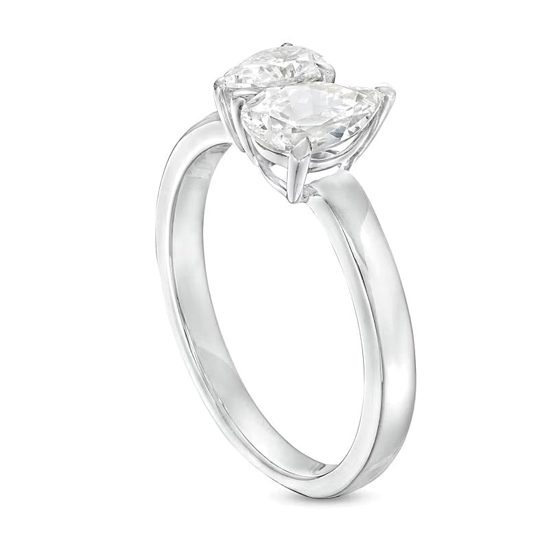 1,5 ct. Gesamtgewicht Toi-et-Moi-Verlobungsring mit tropfenförmigen Diamanten in 14K Weißgold