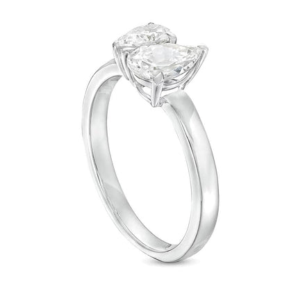 1,5 ct. Gesamtgewicht Toi-et-Moi-Verlobungsring mit tropfenförmigen Diamanten in 14K Weißgold