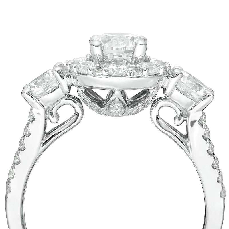 Verlobungsring 2.0 ct. Gesamtgewicht Diamant Dreistein für Damen in 14K Weißgold (I/I1)