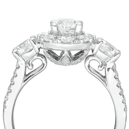 Verlobungsring 2.0 ct. Gesamtgewicht Diamant Dreistein für Damen in 14K Weißgold (I/I1)