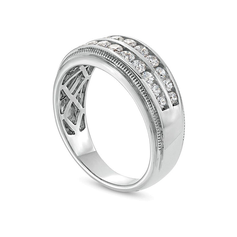 1.0 ct. Gesamtgewicht Labordiamant Ring zweireihig in 14K Weißgold (F/SI2)