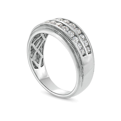 1.0 ct. Gesamtgewicht Labordiamant Ring zweireihig in 14K Weißgold (F/SI2)