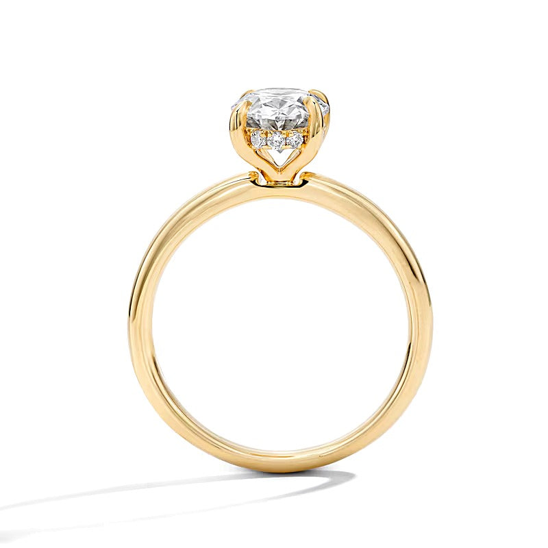 2.0 ct. Gesamtgewicht Braut-Set mit Labordiamanten in Oval- und Rundschliff in 14K Gelbgold (F/VS2)