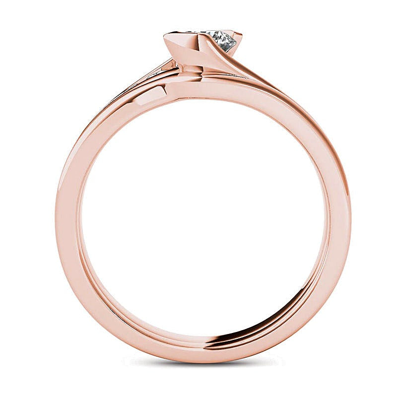 0,5 ct. Gesamtgewicht Diamant Bypass Brautset in 14K Roségold