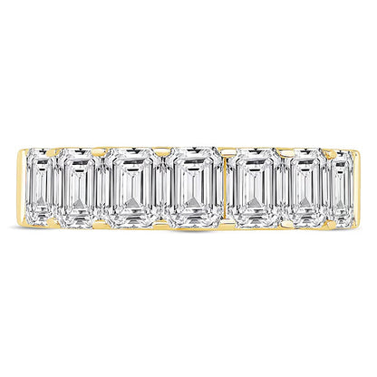3.0 ct. Gesamtgewicht Memoire-Ring mit sieben Labordiamanten im Smaragdschliff in 14K Gelbgold (F/SI2)