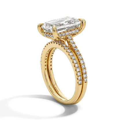 5.63 CT. Gesamtgewicht Braut-Set mit Labordiamanten im Smaragdschliff in 14K Gelbgold (F/VS2)