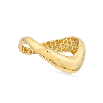Wellen-Ring aus massivem 14K Gelbgold