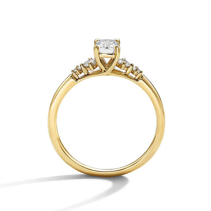 0.63 ct. Gesamtgewicht Freundschaftsring mit Labordiamanten im Smaragdschliff, fünf Steine, in 10K Gelbgold (F/SI2)