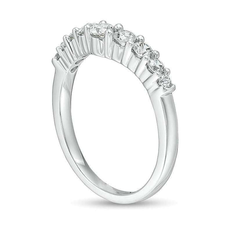 Ehering mit neun Diamanten im Konturdesign 0,5 ct. Gesamtgewicht in 14K Weißgold