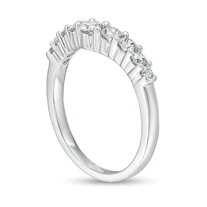 Ehering mit neun Diamanten im Konturdesign 0,5 ct. Gesamtgewicht in 14K Weißgold