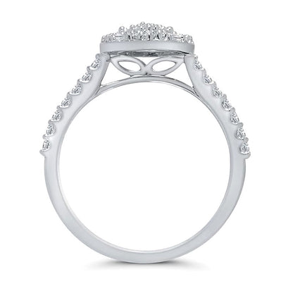0,5 ct. Gesamtgewicht Multi-Diamant Ring mit tropfenförmigem Rahmen in 10K Weißgold