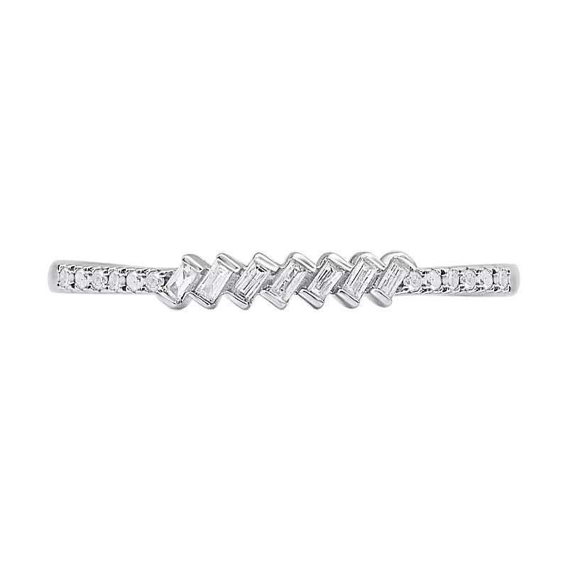 0.1 ct. Gesamtgewicht Baguette-Diamant Zickzack-Ring in 10K Weißgold