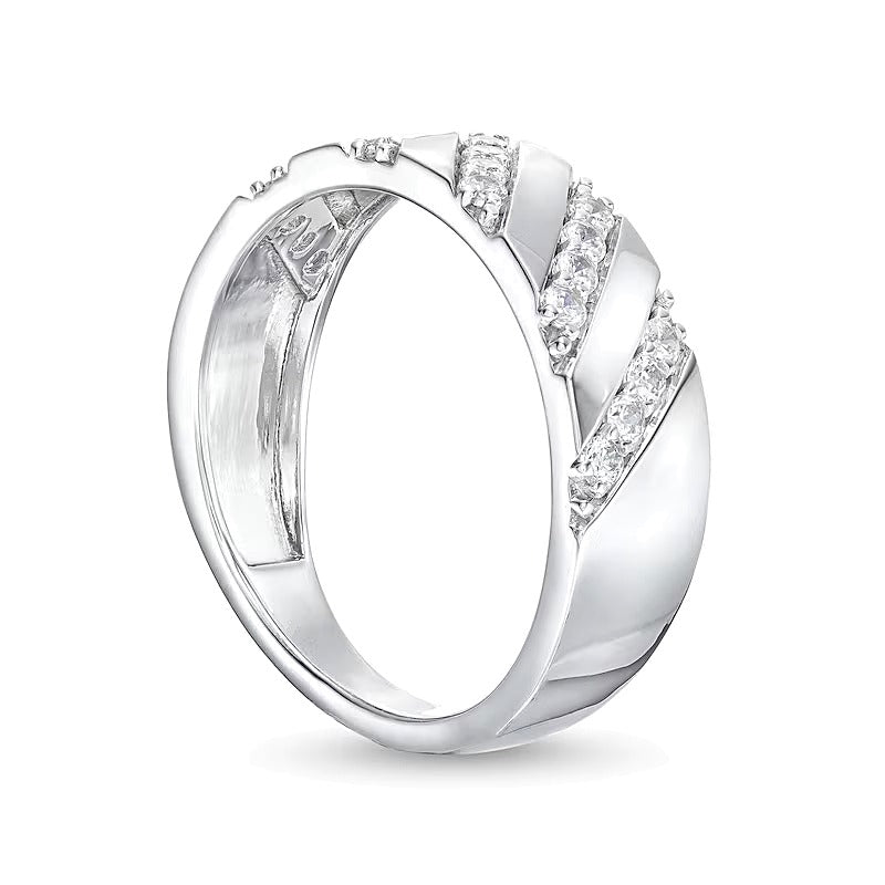 0,33 ct. Gesamtgewicht Diamant-Ring mit schräger Reihe in 10K Weißgold