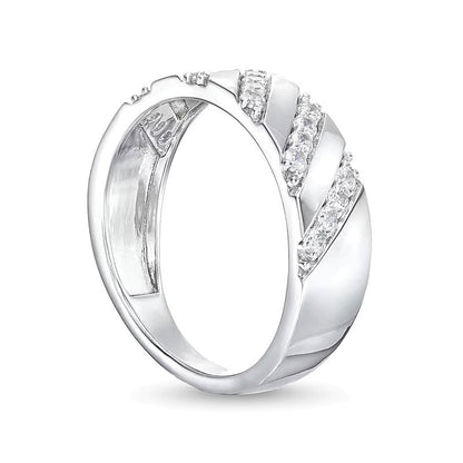 0,33 ct. Gesamtgewicht Diamant-Ring mit schräger Reihe in 10K Weißgold
