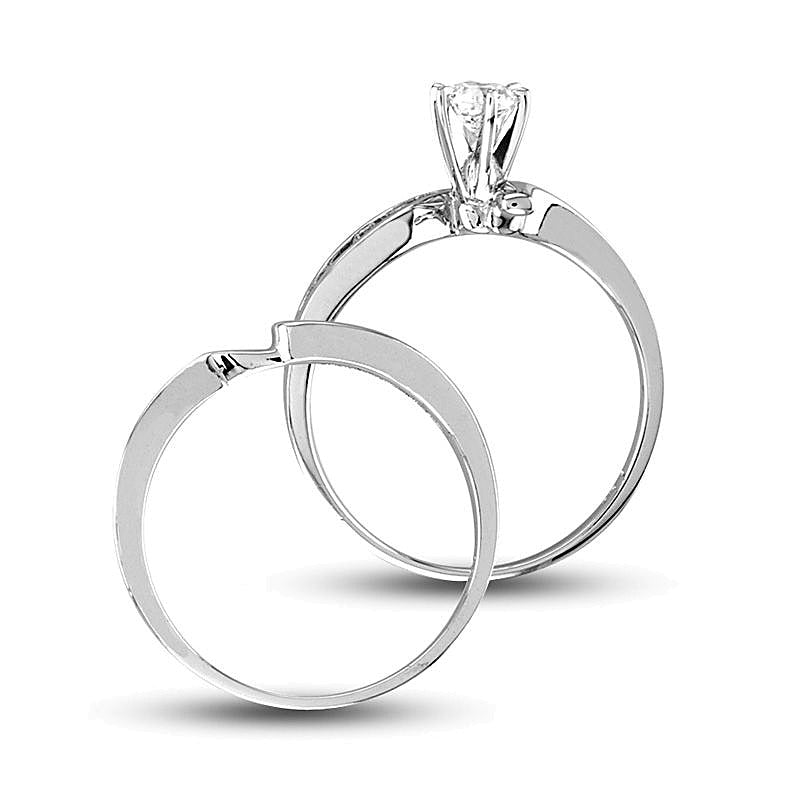 0.5 ct. Gesamtgewicht Diamant Bypass Brautset in 14K Weißgold