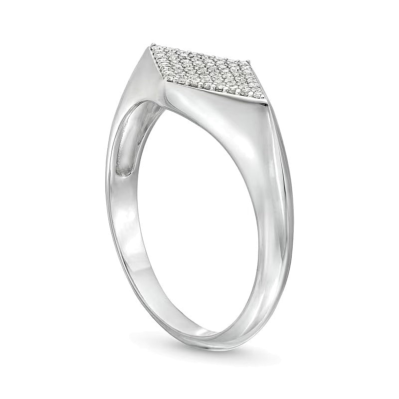 0.2 ct. Gesamtgewicht Diamant Rhombus-Siegelring aus Sterlingsilber