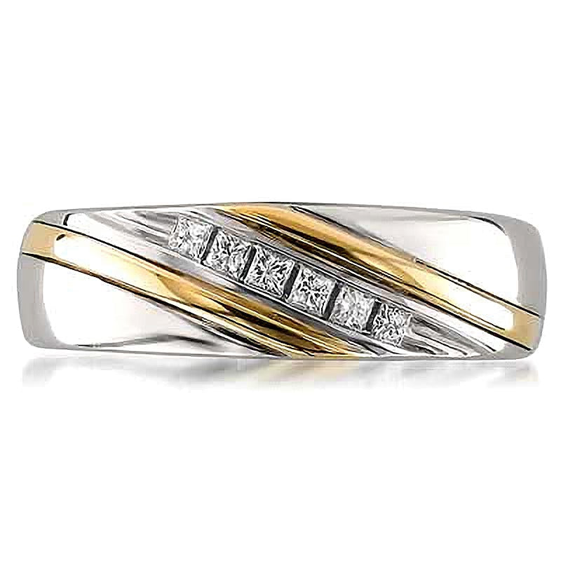 0.2 ct. Gesamtgewicht Ring mit Diamanten im Princess-Schliff in 14K Bicolor-Gold