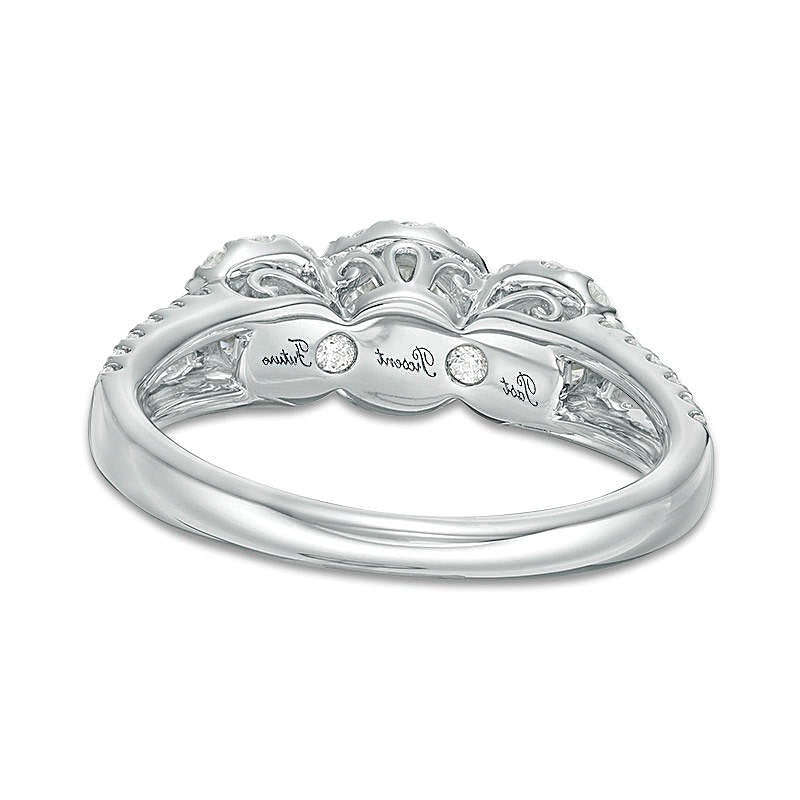 1.0 ct. Gesamtgewicht Dreistein-Verlobungsring mit runden Diamanten in 14K Weißgold