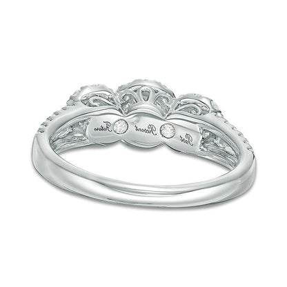 1.0 ct. Gesamtgewicht Dreistein-Verlobungsring mit runden Diamanten in 14K Weißgold