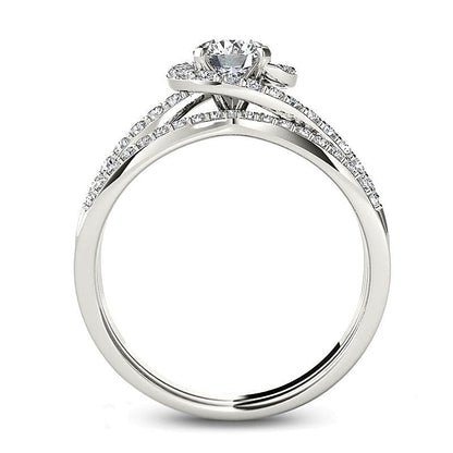 1.0 ct. Gesamtgewicht Diamant Swirl Bypass Brautset in 14K Weißgold