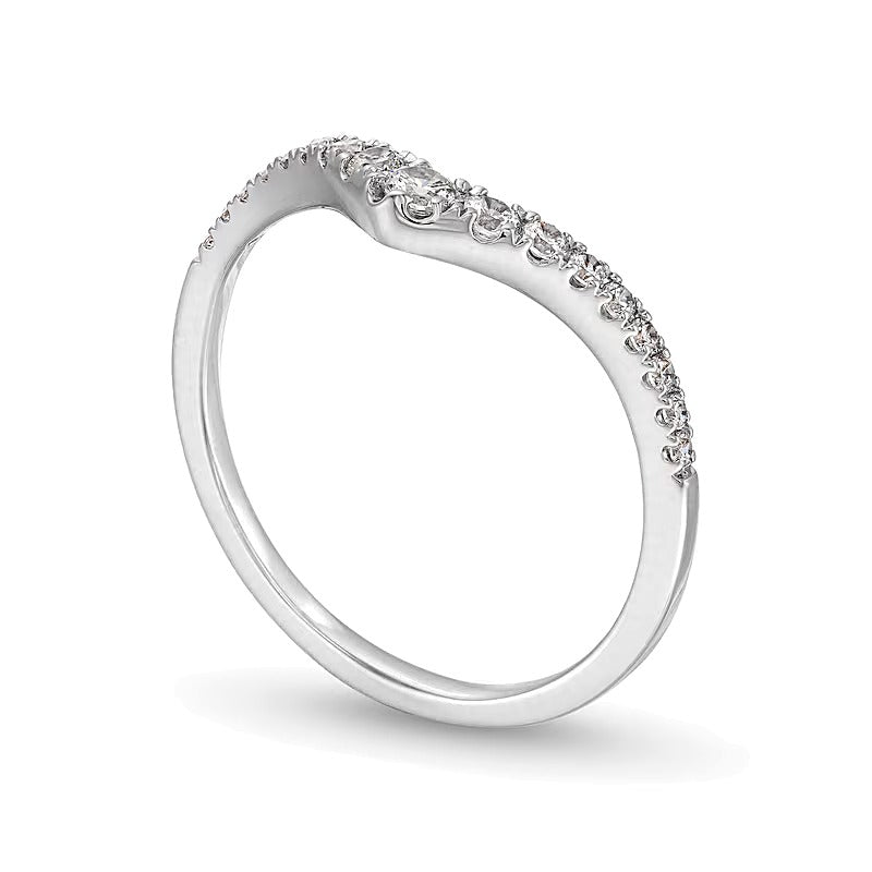 0.25 ct. Gesamtgewicht Diamant Memoire-Ring mit abgestuftem Chevron-Design in 14K Weißgold