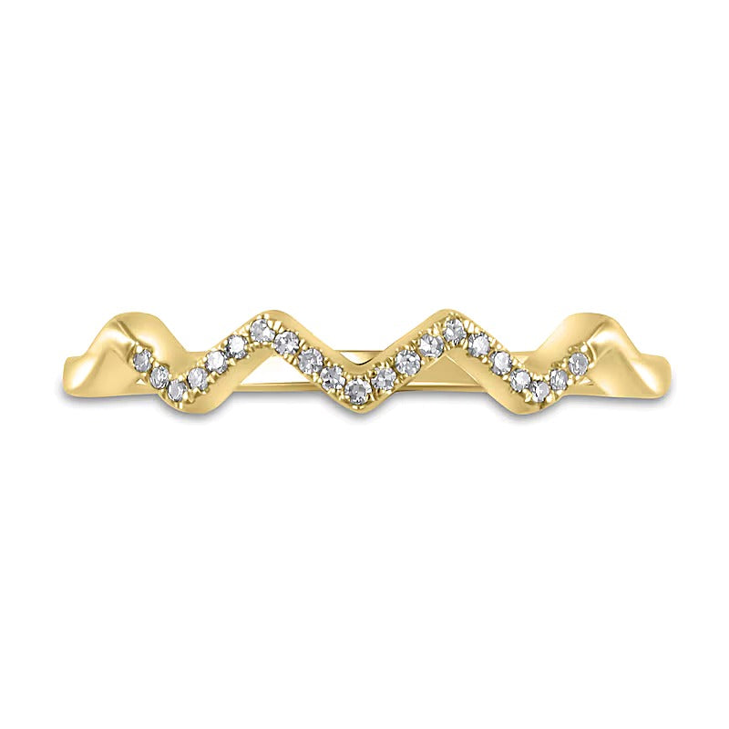 0.07 ct. Gesamtgewicht Diamant Zickzack-Ring aus 14K Weißgold für Damen