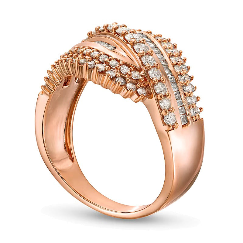 1.0 ct. Gesamtgewicht Diamant-Ring mit wellenförmigem Design in 10K Roségold
