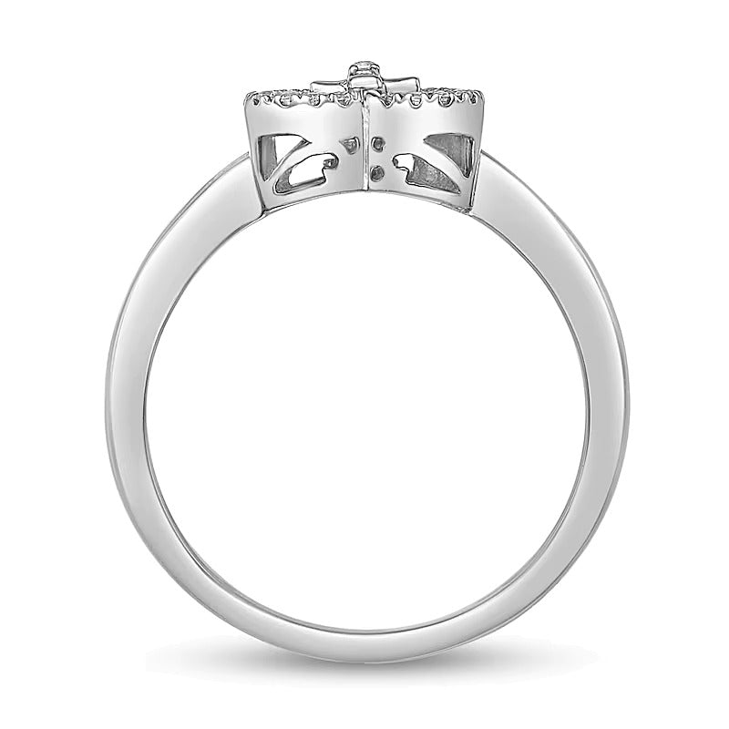 0.07 ct. Gesamtgewicht Diamant Herz-Ring mit Kreuz-Bypass aus rhodiniertem Sterlingsilber