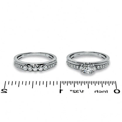 Diamant-Brautset 0.75 ct. Gesamtgewicht in 14K Weißgold