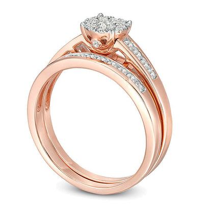 Braut-Set mit weißen Diamanten im Rundschliff 0,5 ct. Gesamtgewicht in 10K Roségold