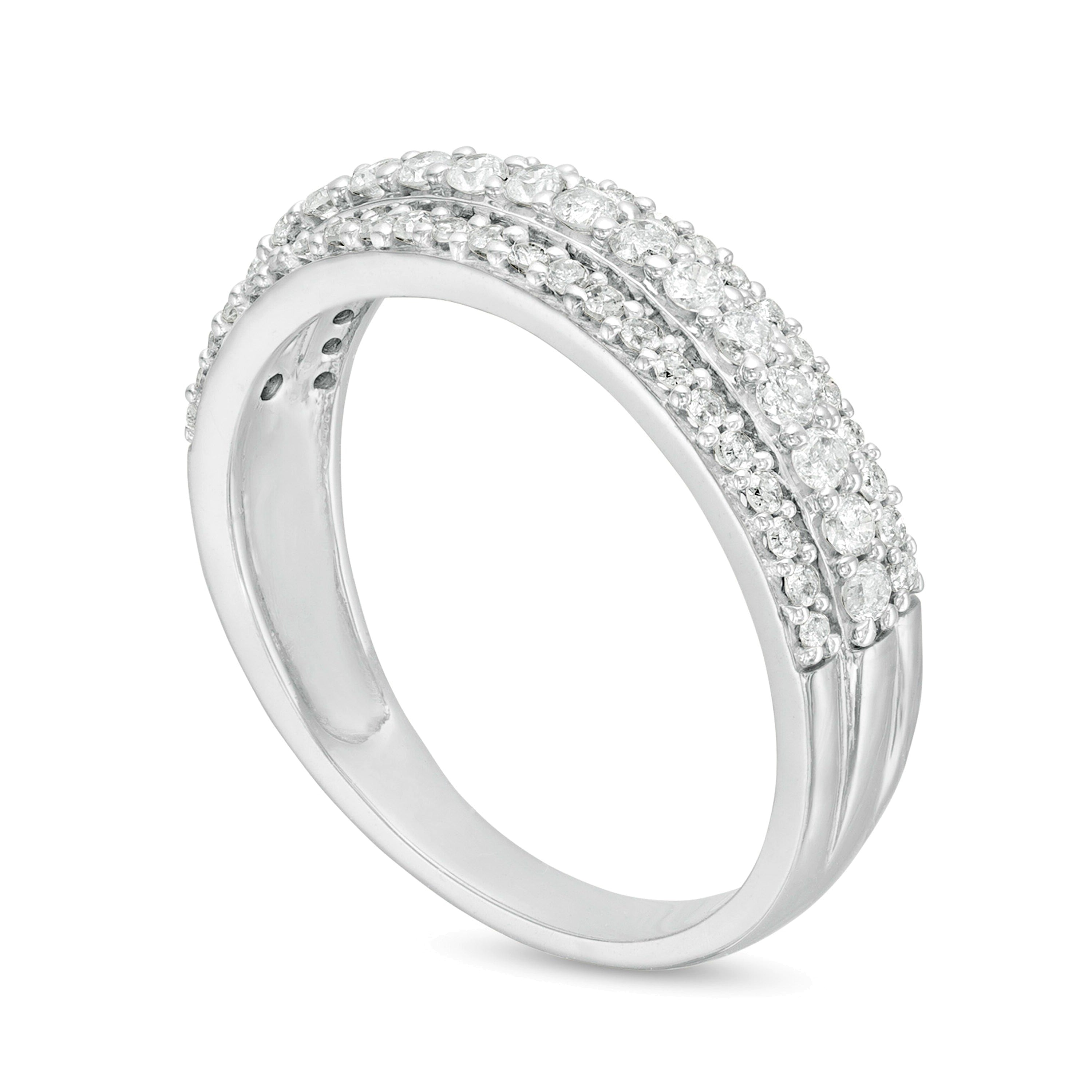 0.5 ct. Gesamtgewicht Diamant Ring dreireihig in 10K Weißgold