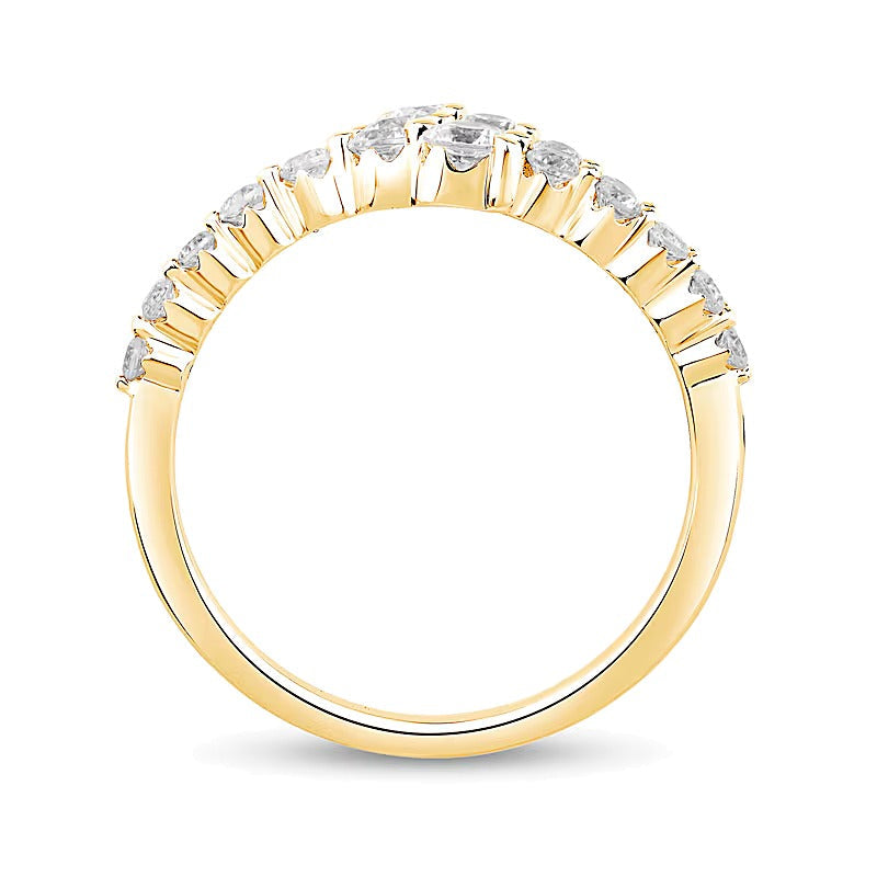 0,75 ct. Gesamtgewicht Labordiamant Split-Bypass-Ring aus 10K Gelbgold (F/VS2)