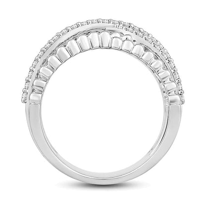 0.5 ct. Gesamtgewicht Diamant Fashion-Ring mit mehrreihiger Perlenschiene in 10K Weißgold