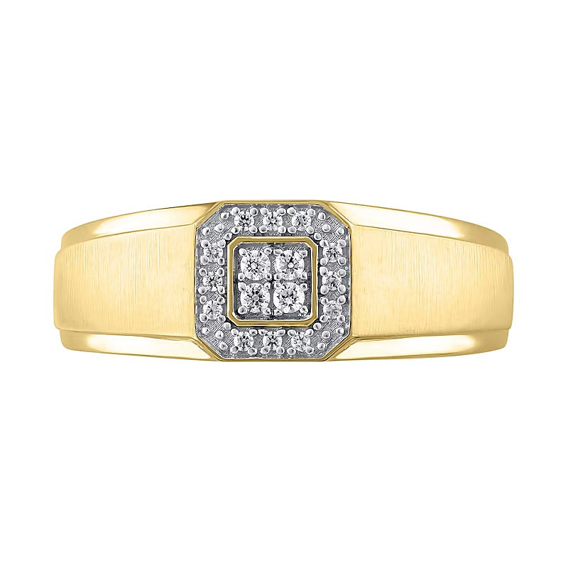 0.13 ct. Gesamtgewicht Ring mit vier Diamanten und achteckigem Rahmen in 10K Gelbgold
