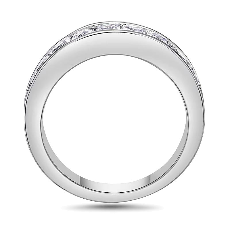 Ehering mit Diamanten im Princess-Schliff 1.5 ct. Gesamtgewicht in 14K Weißgold (H/VS2)