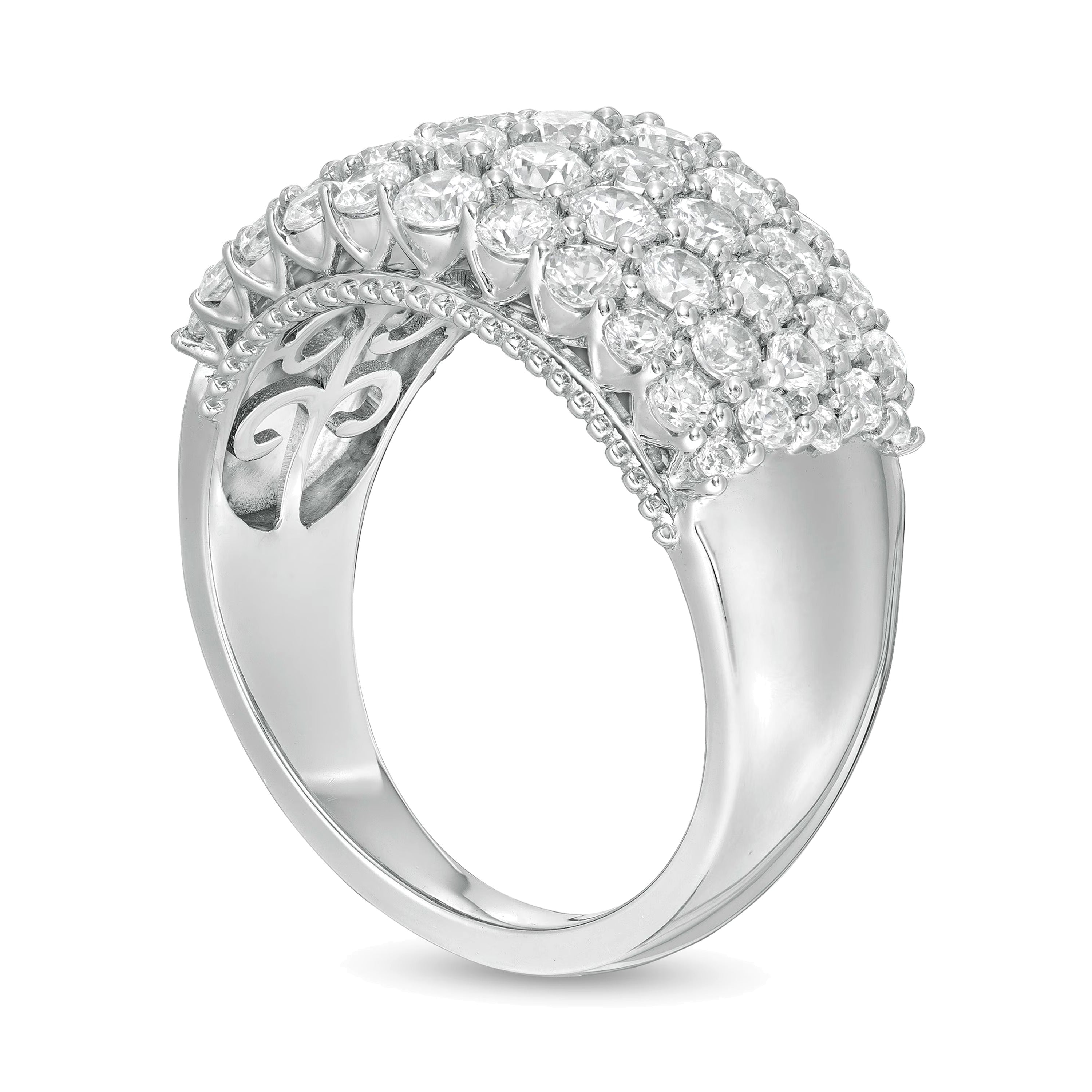 2.0 ct. Gesamtgewicht Labordiamant mehrreihiger Fashion-Ring in 14K Weißgold (F/SI2)