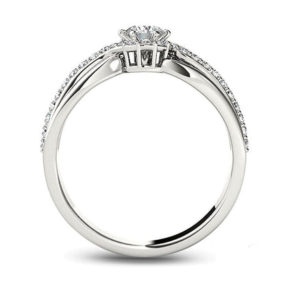 0,5 ct. Gesamtgewicht Diamant Halo-Verlobungsring in 14K Weißgold