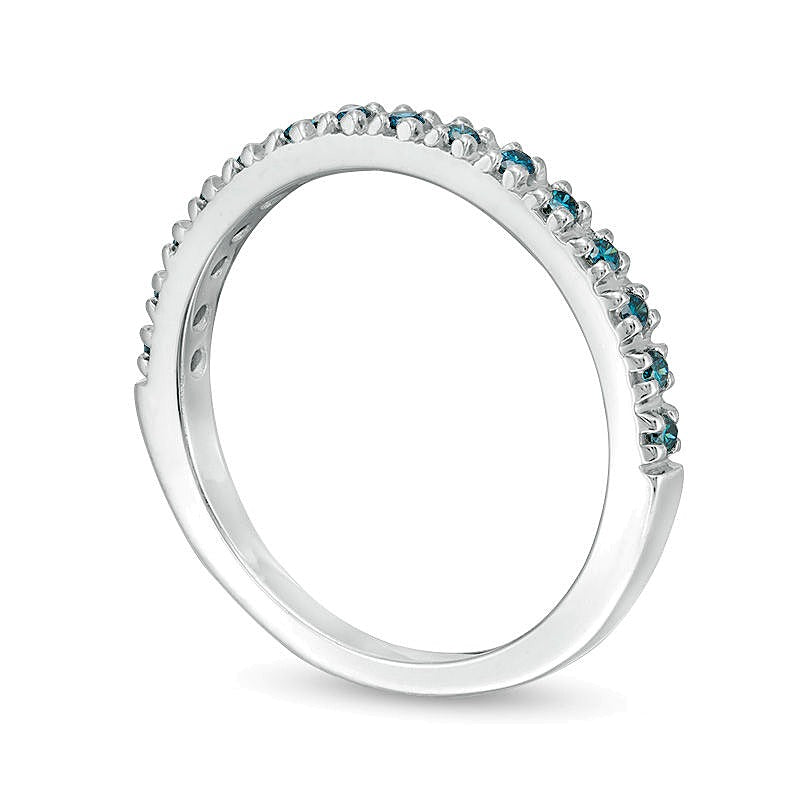 0,13 ct. Gesamtgewicht behandelter blauer Diamant Memoire-Ring in 14K Weißgold