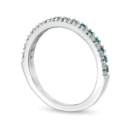 0,13 ct. Gesamtgewicht behandelter blauer Diamant Memoire-Ring in 14K Weißgold