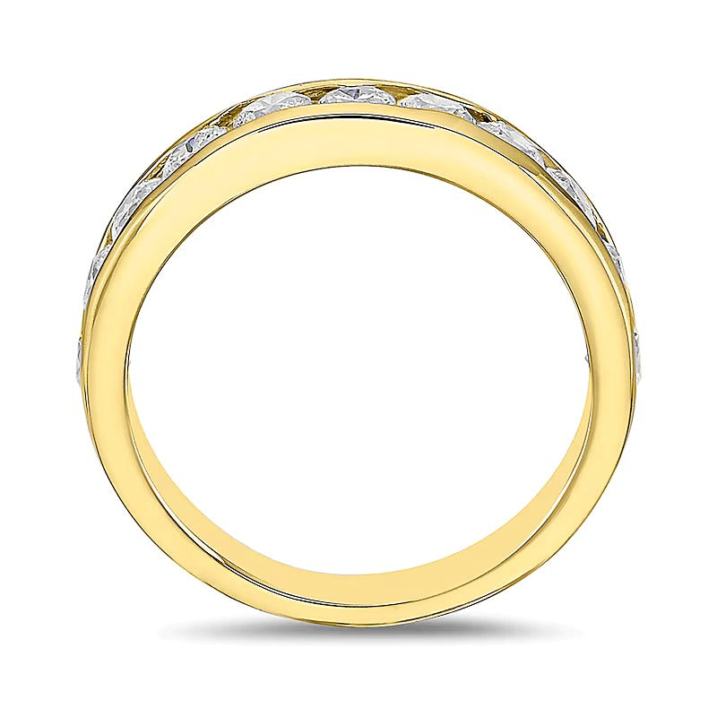 Ring mit Diamanten im rund-Schliff 1.25 ct. Gesamtgewicht, kanalgefasst, in 10K Gelbgold (I/I2)