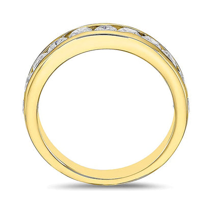 Ring mit Diamanten im rund-Schliff 1.25 ct. Gesamtgewicht, kanalgefasst, in 10K Gelbgold (I/I2)
