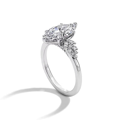 3.33 ct. Gesamtgewicht Verlobungsring mit Labordiamant im Marquise-Schliff und seitlichem Besatz in 14K Weißgold (F/VS2)